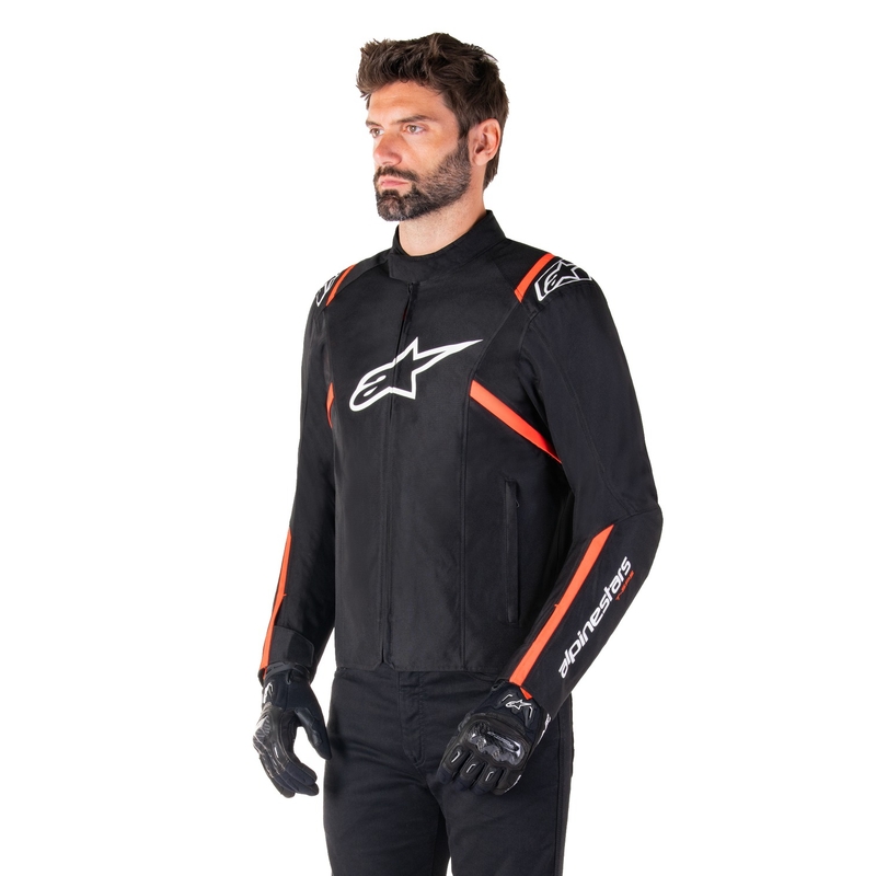 Blouson moto imperméable Alpinestars T-SPS 2 noir-blanc-rouge fluo