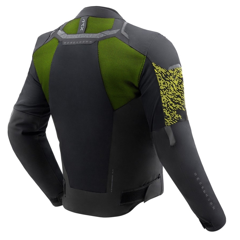 Veste moto Rebelhorn Jax noir-jaune fluo