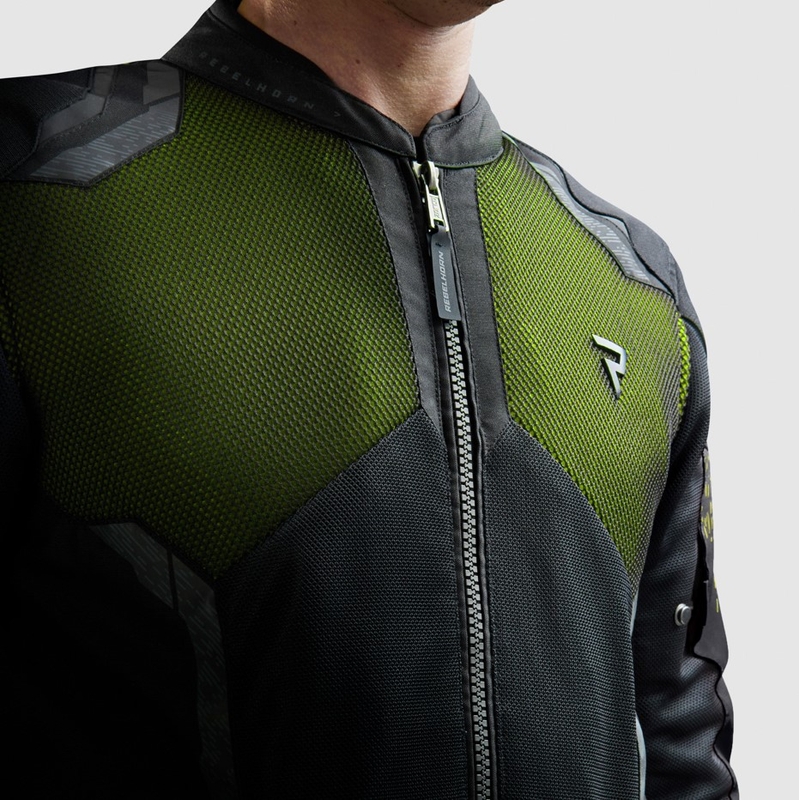 Veste moto Rebelhorn Jax noir-jaune fluo