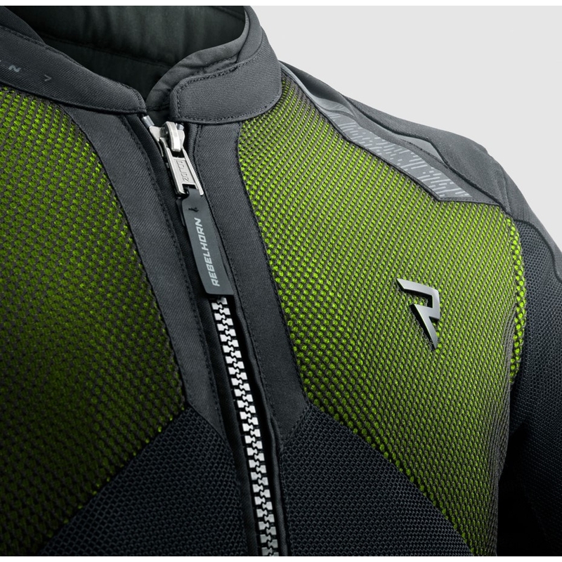 Veste moto Rebelhorn Jax noir-jaune fluo