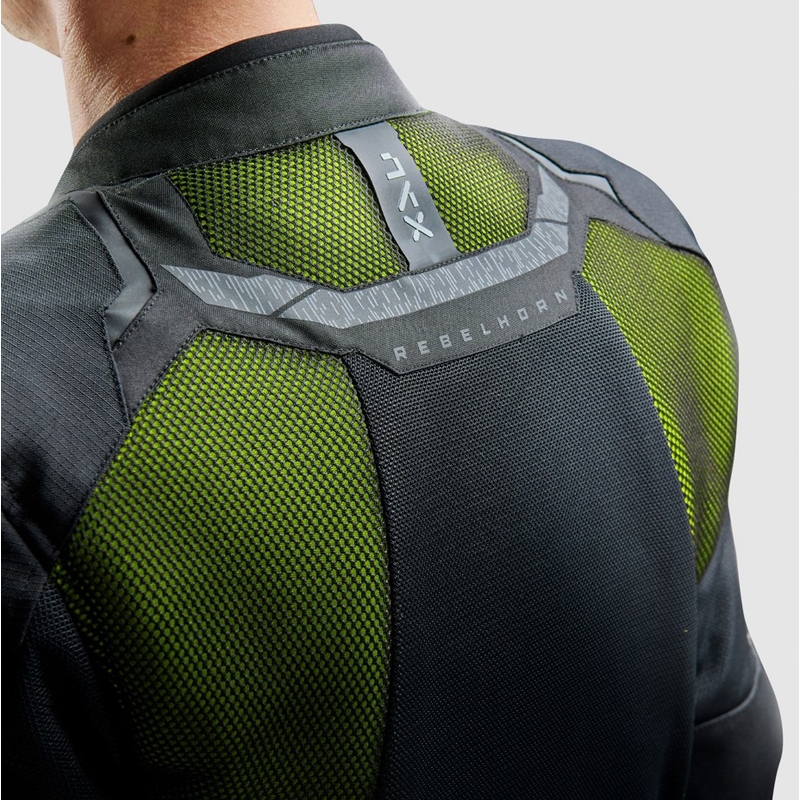 Veste moto Rebelhorn Jax noir-jaune fluo