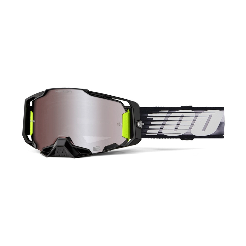 Lunettes de motocross 100% ARMEGA Lightspeed avec plexiglas HIPER argenté