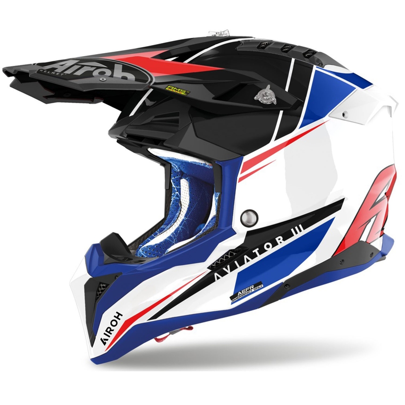Casque cross Airoh Aviator 3.0 Push bleu-rouge