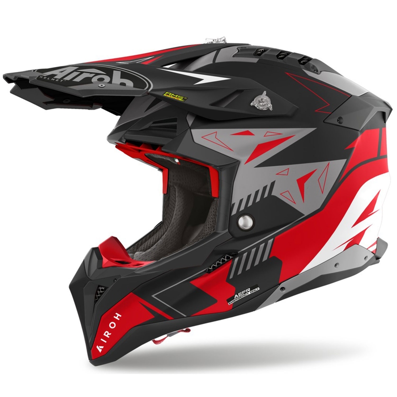 Casque cross Airoh Aviator 3 Spin rouge mat