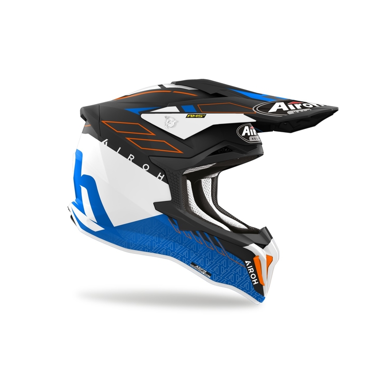 Casque motocross Airoh Strycker Skin bleu mat soldes
