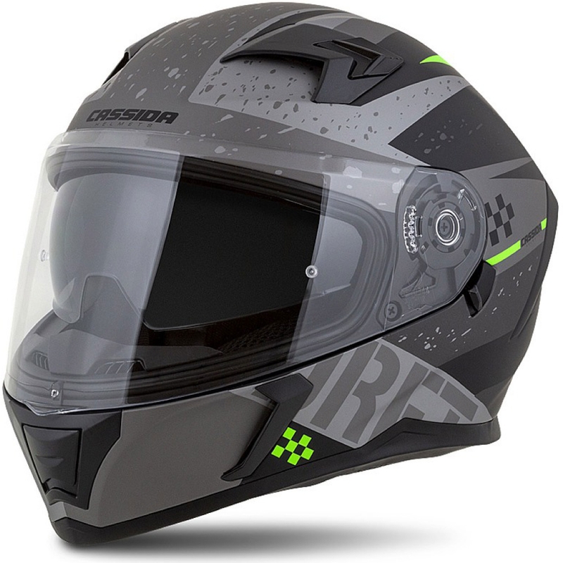 Casque moto Integral Cassida Integral 3.0 DRFT gris mat-noir-vert