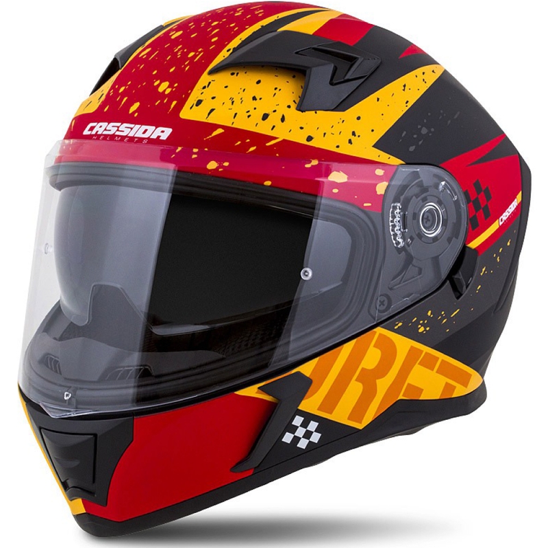 Casque moto intégral Cassida Integral 3.0 DRFT orange-rouge fluo