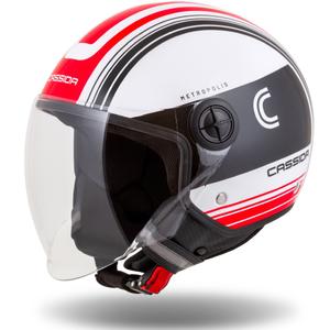 Cassida Handy Metropolis Casque moto ouvert noir-blanc-rouge