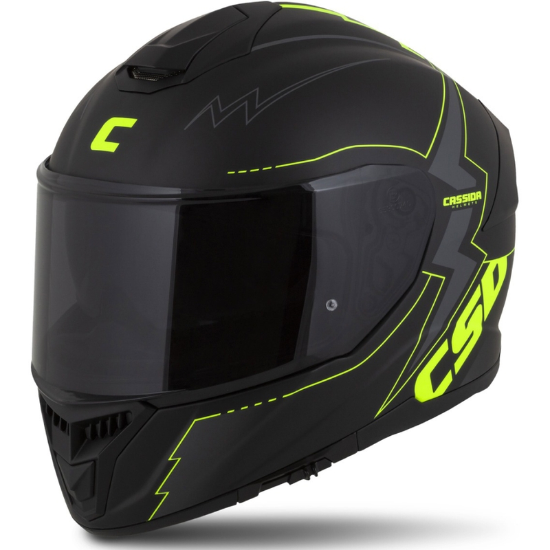 Casque moto Cassida Integral GT 2.1 Flash noir-jaune fluo-gris