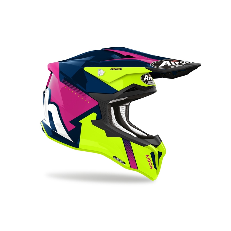 Casque motocross Airoh Strycker Blazer bleu-rose soldes