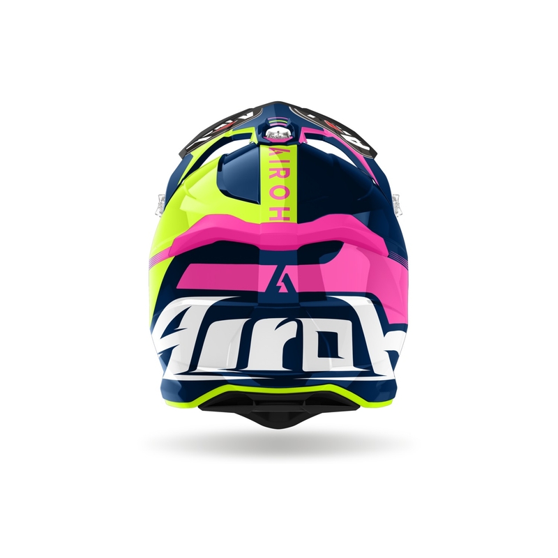Casque motocross Airoh Strycker Blazer bleu-rose soldes