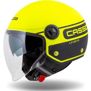 Casque de moto ouvert Cassida Handy Plus Linear jaune fluo et noir