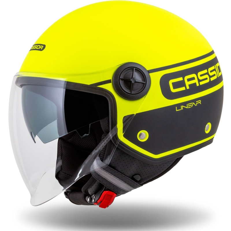 Casque de moto ouvert Cassida Handy Plus Linear jaune fluo et noir