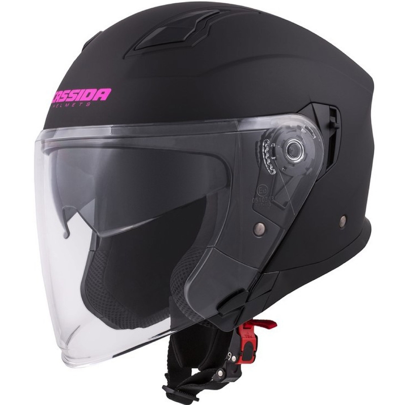 Casque moto Cassida Jet Tech Open noir et rose