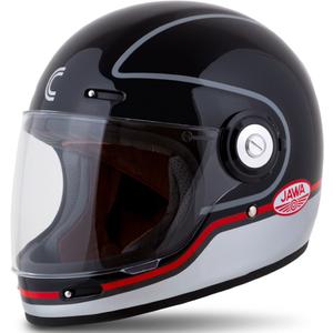 Casque moto intégral Cassida Fibre Jawa Sport noir-argent-rouge