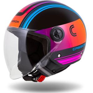 Casque moto ouvert Cassida Handy Metropolis noir-turquoise dégradé