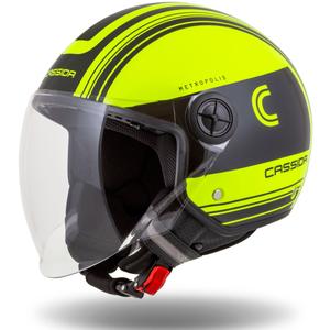 Casque de moto ouvert Cassida Handy Metropolis Safety jaune fluo-noir-gris réfléchissant