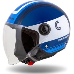 Casque moto ouvert Cassida Handy Metropolis bleu et blanc