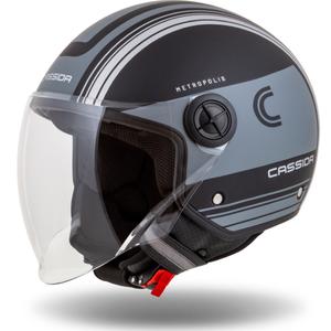 Cassida Handy Metropolis Safety Open Motorcycle Helmet Noir-Reflective Grey