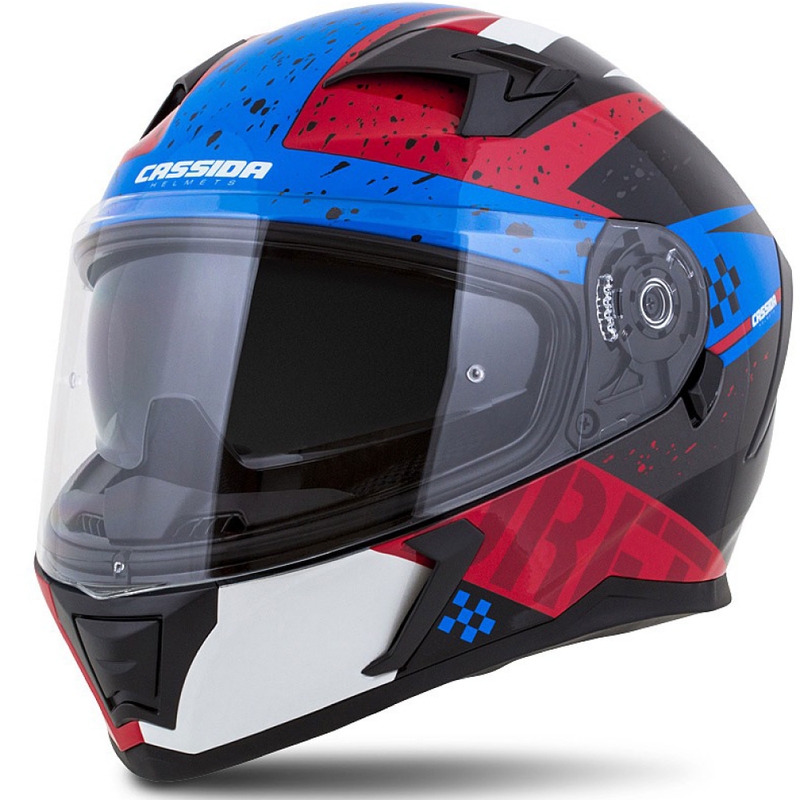 Casque moto Integral Cassida Integral 3.0 DRFT rouge-bleu perle