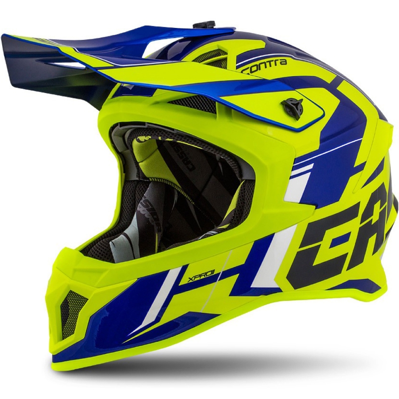 Casque de motocross Cassida Cross Pro II Contra fluo jaune-bleu-blanc