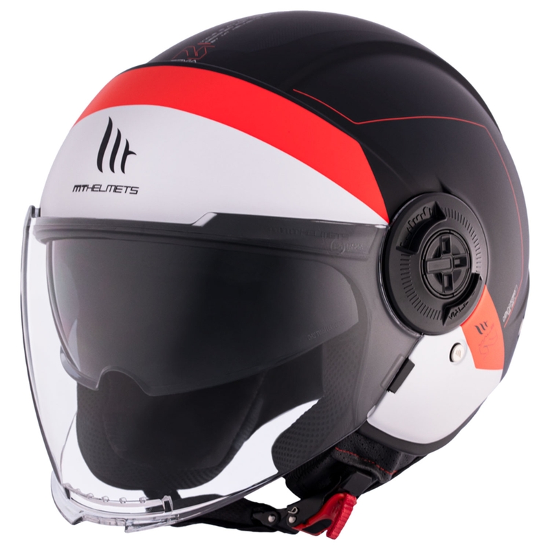 Casque moto ouvert MT Viale SV S 68 Unités A5 blanc-rouge-noir