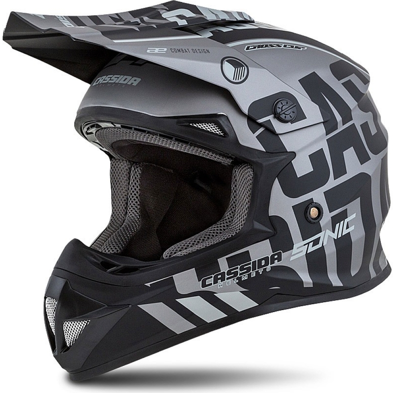 Casque motocross enfant Cassida Cross Cup Sonic Junior gris mat-noir