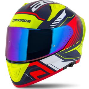 Cassida Aero Drome casque moto intégral bleu perle-jaune-orange-rouge-blanc