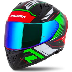 Casque moto intégral Cassida Aero Drome noir-rouge-vert-blanc