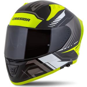 Casque moto intégral Cassida Aero Drome noir-jaune fluo-blanc-gris