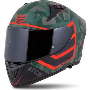 Casque moto intégral Cassida Aero ATCK camo vert-noir-gris-orange