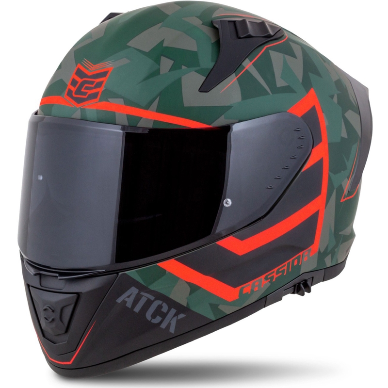 Casque moto intégral Cassida Aero ATCK camo vert-noir-gris-orange
