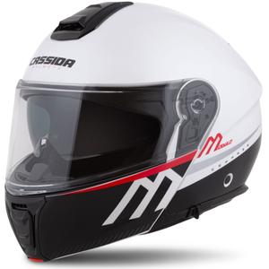 Cassida Modulo 2.1 Compass casque moto à visière relevable blanc perle-noir-rouge-argenté