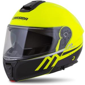 Casque moto modulable Cassida Modulo 2.1 Compass fluo jaune-noir-argent-rouge