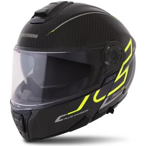 Casque modulable Cassida Modulo 2.1 Plus Carbon jaune fluo-argent-noir
