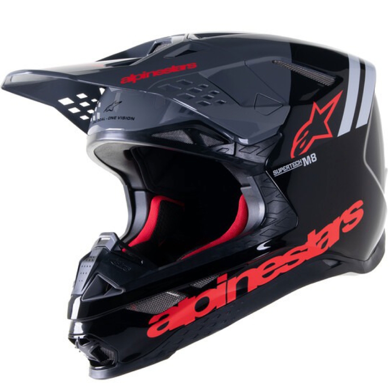 Casque motocross Alpinestars Supertech S-M8 Radium 2 noir-gris-rouge