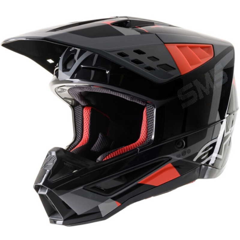 Casque de motocross Alpinestars S-M5 Rover anthracite-rouge fluo-gris masque