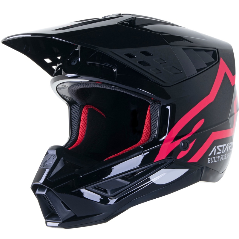 Casque motocross Alpinestars S-M5 Compass noir et rose