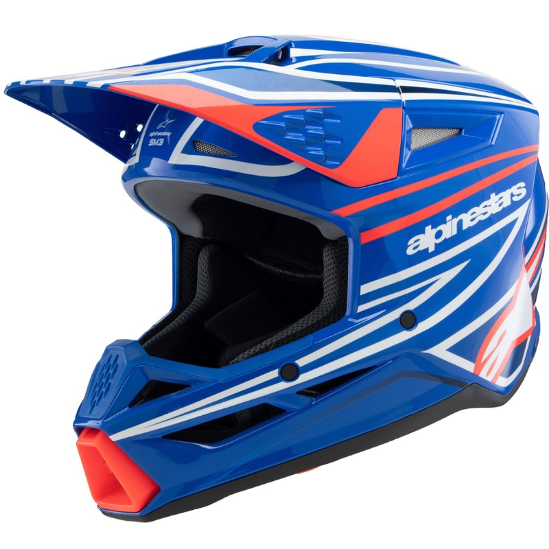 Casque de motocross pour enfant Alpinestars S-M3 WURX bleu-rouge-blanc-noir