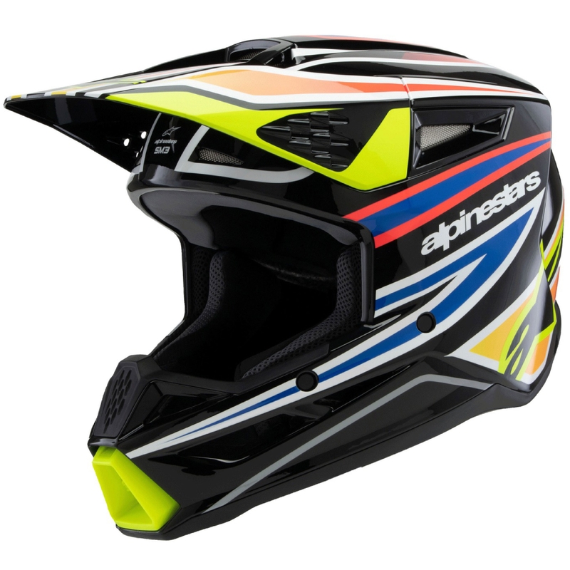 Casque de motocross pour enfant Alpinestars S-M3 WURX noir-jaune fluo-bleu-rouge