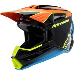 Casque motocross enfant Alpinestars S-M3 FRAY noir-orange fluo-jaune-turquoise 2025