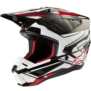 Alpinestars S-M5 Action 2 Black-White-Fluo Red Motocross Helmet