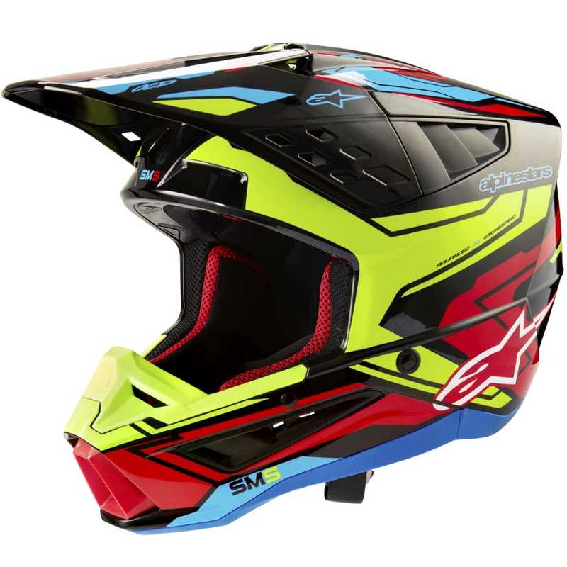 Casque motocross Alpinestars S-M5 Action 2 jaune fluo-rouge fluo