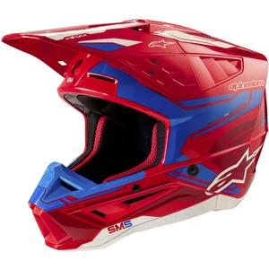 Casque motocross Alpinestars S-M5 Action 2 rouge fluo-bleu