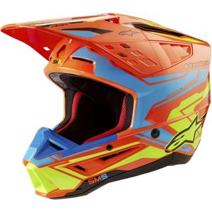 Casque motocross Alpinestars S-M5 Action 2 orange fluo-bleu clair-jaune fluo