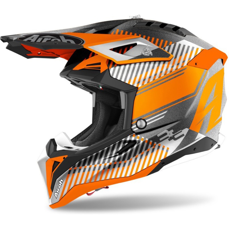 Casque motocross Airoh Aviator 3.0 Wave 2022 orange-gris-blanc soldes