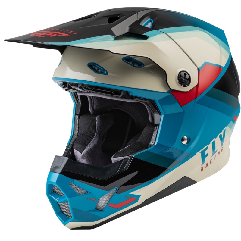 Casque motocross FLY Racing Formula CP noir-gris-turquoise