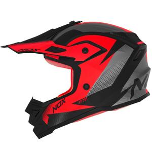 Casque motocross enfant NOX N761 MX rouge fluo-noir-gris