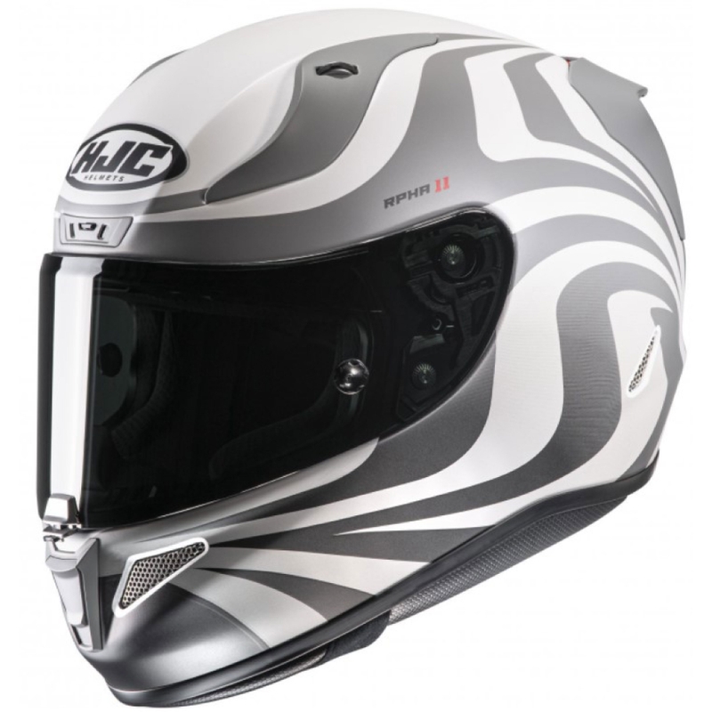 Casque moto intégral HJC RPHA 11 Eldon MC10SF blanc-gris