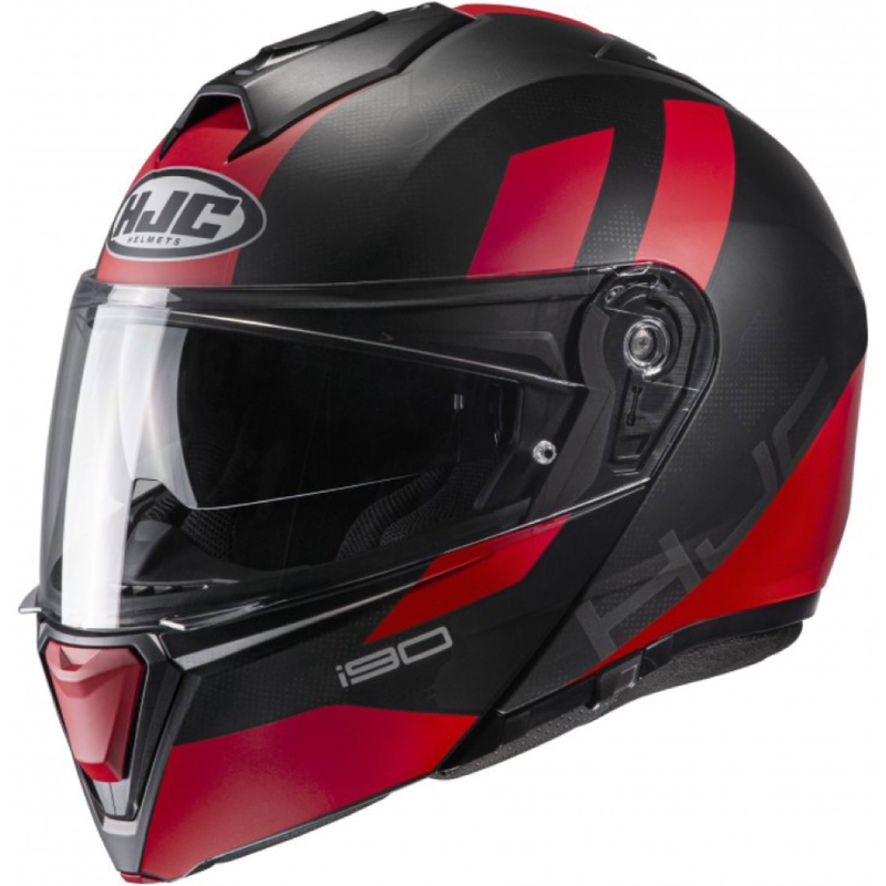 HJC I90 Syrex MC1SF rouge/noir casque de moto à visière relevable soldes